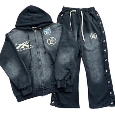 Hellstar-Zip-Fleece-Tracksuit Hellstar Black Zip Fleece Tracksuit