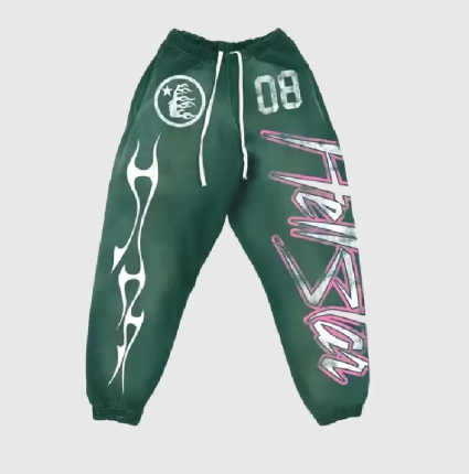 Hellstar Green Flame Flare Sweatpants